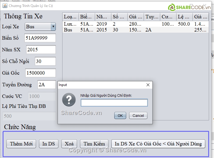 Code phần mềm quản lý,Code đồ án,chương trình quản lý xe java,java swing,code java